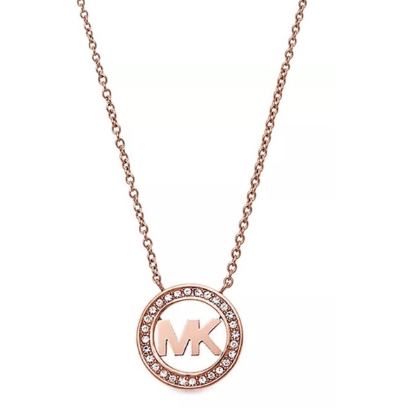 MICHAEL KORS • Rose Gold Logo Pendant Necklace - Picture 1 of 4